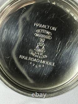 1926 Hamilton Grd 950 Mod 3 16s 23j RR Grade Pocket Watch Monty Dial 14KWGF Case