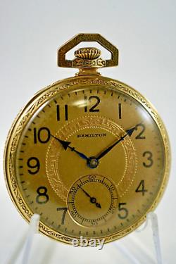 1927 Hamilton Grade 912 Model 2 17 Jewels 12 Size 14 Karat GF Pocket Watch Runs