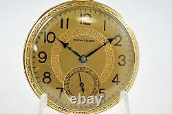 1927 Hamilton Grade 912 Model 2 17 Jewels 12 Size 14 Karat GF Pocket Watch Runs