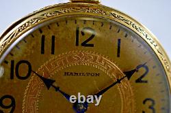 1927 Hamilton Grade 912 Model 2 17 Jewels 12 Size 14 Karat GF Pocket Watch Runs