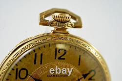 1927 Hamilton Grade 912 Model 2 17 Jewels 12 Size 14 Karat GF Pocket Watch Runs