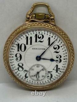 1927 Hamilton Railroad Pocket Watch 992 16s 21j Runs 10k Gold Fill Model 2 Monty