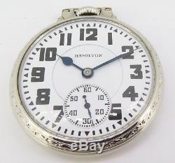 1930 Hamilton 992E Elinvar 16s 21 Jewel White Gold Filled OF Pocket Watch