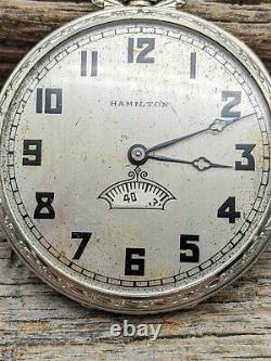 1935 Hamilton Secometer Pocket Watch 12S Grade 912 17J 14K GF