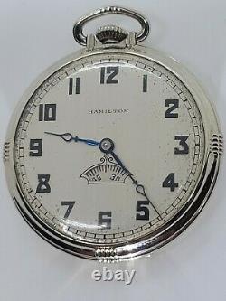1936 HAMILTON 912 Art Deco 14K G. F. 17J Pocket Watch withRotating Seconds Sub Dial