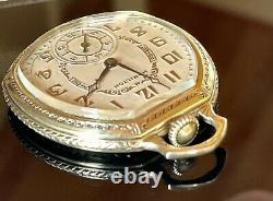 1936 Scarce Hamilton Van Buren, 912, Mdl 2, 17j, Pocket Watch in 14k GF Case