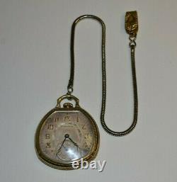 1936 Scarce Hamilton Van Buren 912 Mdl 2 17j Pocket Watch in 14k GF Case+Chain
