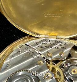 1937 Hamilton Pocket Watch 17 Jewels, 912,14k GF Wadsworth Case, Monogramed