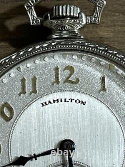 1938 Hamilton 14K White Gold Filled 12 Size Pocket Watch Running