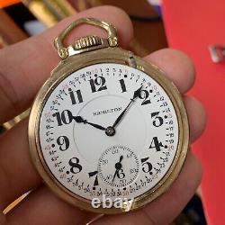 1940 Hamilton 992B Montgomery Dial 16S 21 Jewels Railroad Grade Pocket Watch