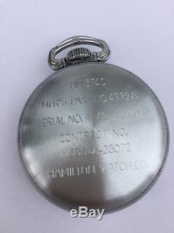 1941 Hamilton 4992B Hack 22J 16s Military GCT Navigational Pocket Watch Bin$425