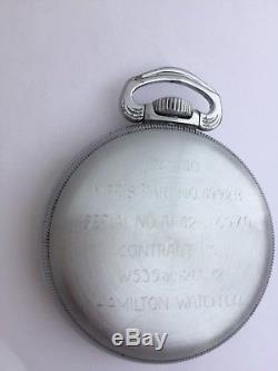 1941 Hamilton 4992B Hack 22J 16s Military GCT Navigational Pocket Watch Bin$425