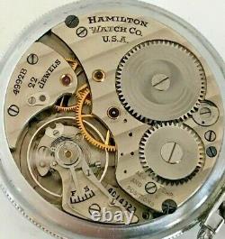 1941 Hamilton Grade 4992B Pocket Watch 22j, 16s Open Face Case