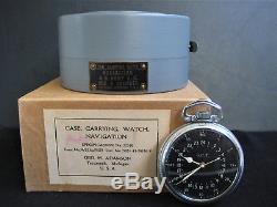 1941 Hamilton WWII Navigation pocket watch, GCT, 4992B, Military Army, plus case
