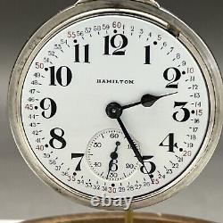 1942-43 Hamilton 992B Model 5 US Gov. Pocket Watch. White GF Case 16s, 21j Superb