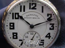 1942 Hamilton 992B 16s 21 Jewel Gold Filled Open Faced Pocket Watch #NG29