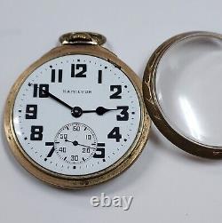 1943 Hamilton 16 size 21 jewel 992B Open Face Pocket Watch Keeps time