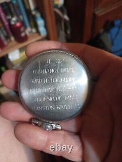 1943 Hamilton WW II Military Pocket Watch 992B 16S U. S. Ordinance Dept