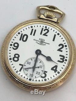 1944 BALL HAMILTON 999B Official RailRoad Grade 21J 16S 10k GF Case Pocket Watch