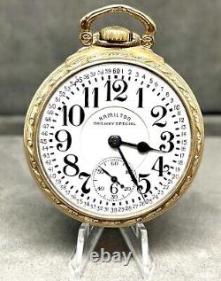 1944 Hamilton Railway Special 992B 16S 21 Jewels Gold Filled Pocket Watch RARE