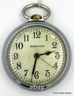 1944 WWII Military Hamilton 4992B 22 Jewel Pocket Watch in Base Metal Case