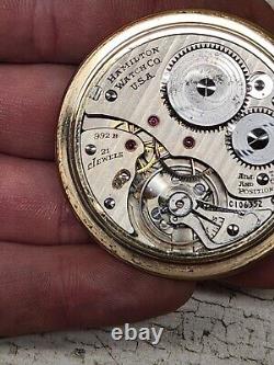 1945 Hamilton 21J 16s 10k Gold Filled 992B Railroad Railway Special Pocket Watch