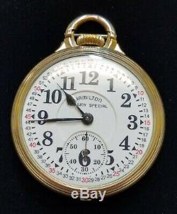 1945 Hamilton Railway Special 992B Pocket Watch 10K GF 16s 21 Jewels 6 Position