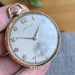 1946 Hamilton Grade 917 Arabic Dial 14K Gold Filled Pocket Watch 10S, 17 Jewels