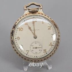 1948 Hamilton 992B 21j 10k Gold-Fill Railroad Pocket Watch Open Face Design 16s