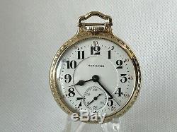 1948 Hamilton 992B Railroad Pocket Watch 21j. BOC 10K Gold Filled Case