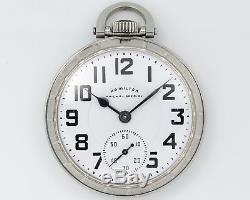 1949 Hamilton 16s 21j Adj. 992B Pocket Watch with Metal Railway Special Dial