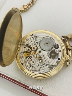1950 Hamilton 14K Solid Gold 10s 21J Grade 921 Fine Pocket Watch with Chain RUNS