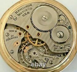 1950 Hamilton Railroad Grade 992B Pocket Watch 21j, 16s 10K Gold Filled OF
