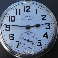 1952 Hamilton Railroad Grade 992B Model 5 Pocket Watch 21J 16s WORKS KEEPS TIME