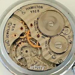 1958 Hamilton Railroad Grade 992B Pocket Watch 21j, 16s Open Face