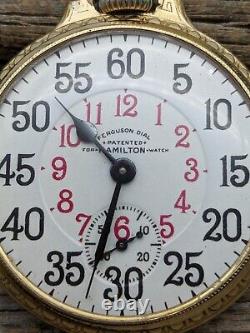 1963 Hamilton 992B Model 5 Railroad RR Pocket Watch 16s 21j Ferguson Dial