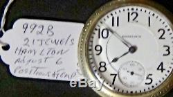 21 Jewel 992b Hamilton Pocketwatch Silver Colored Case Running Good Adjusted 6