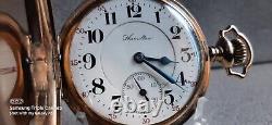 3 Star Rare Antique Hamilton 965 Railroad Grade Hunter Pocket Watchkeeps Time