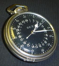43 Hamilton Military Pocket Watch GCT 24 hr 22J 4992B WWII Excellent Movement