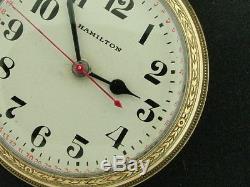4992b Wwii Era Hamilton 22 Jewel 16 Size 10k Gold Plated Pocket Watch