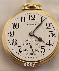 521 Hamilton 992B Pocket Watch, Gold Filled, 21 Jewel, 16 Size, Serviced & Runs