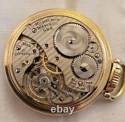521 Hamilton 992B Pocket Watch, Gold Filled, 21 Jewel, 16 Size, Serviced & Runs