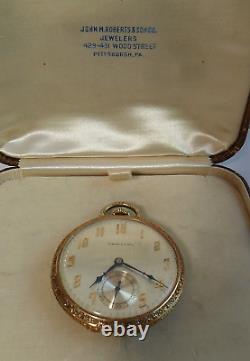62.7 Gram SOLID 14k GOLD 1927 Hamilton 17 Jewel 916 Open Face Pocket Watch withBox