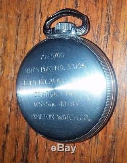 800 Silver Hamilton GCT 16s 22 Jewel 4992B AN5740 Navigation Pocket Watch WW2