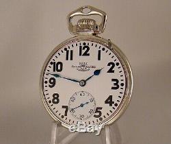 91 YEARS OLD BALL-HAMILTON 999P 21j 14k WHITE GOLD FILLED OF RR 16s POCKET WATCH