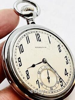 AMAZING 1933 Hamilton 12S 23J Grade 922 Display Clear Back Pocket Watch Runs