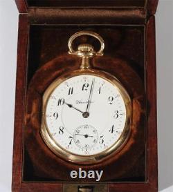 ANTIQUE 16S HAMILTON SOLID 14K GRADE 954 POCKET WATCH, With ORIGINAL BOX, RUNNING