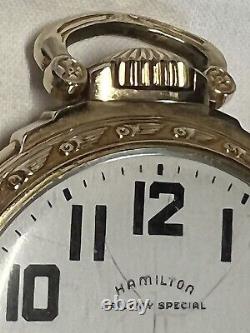 AWESOME 16s 992B HAMILTION 21J RAILROAD Special POCKET WATCH 14K GOLD FILL CASE