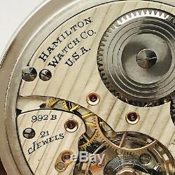 Amazing 1943 Hamilton 992B 16S 21J Stainless Steel BOC Railroad Pocket Watch