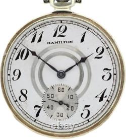 Antique 12 Size 1934 Hamilton Mechanical Pocket Watch Grade 912 14k GF Enamel